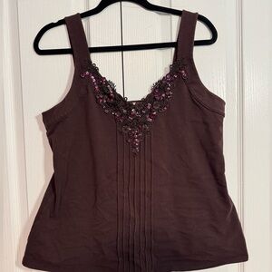 XXL Fashion Bug brown sequined tank top size 16-20